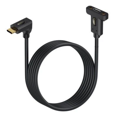 USB-C 4.0 PD Charging Cable 240W Up/Down Angle Male to Female Panel Mount - Image 1 of 4