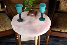 Round Rose Quartz Stone Coffee Table Handcrafted Beauty for Your Living Room