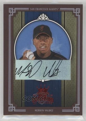 2005 Donruss Diamond Kings Red Framed Signatures /100 Merkin Valdez #198 Auto - Image 1 of 2