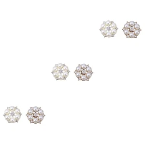 3 Pack Hair Accessories Flower Embellishment Rhinestone Faux Pearl Buttons - Picture 1 of 12