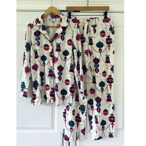 Soma Long Sleeve Pajama Set Holiday Ornaments Christmas  Shirt Pants Size M - Picture 1 of 8