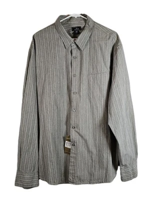 Camisa Dockers Para Hombres Manga Larga Con Botones Gris Rayas Talla XXL 2XL NUEVA CON ETIQUETAS  Foto 1 de 4