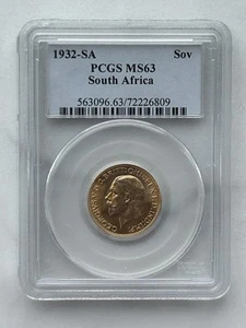 1932 SA George V Great Britain South Africa Pretoria Gold Sovereign NGC MS 63 BU - Picture 1 of 2