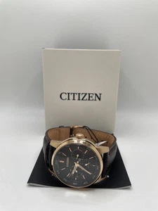 Citizen Eco-Drive BU2013-08E Herren schwarzes Zifferblatt Roségold Gehäuse Chronograph Uhr - Bild 1 von 12
