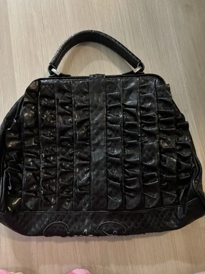 Jessica Simpson Women Ruffled Purse Handbag Flower Lined Y2K 2000s - Image 1 of 4