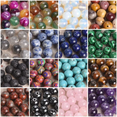 Natural Stone Round 4mm 6mm 8mm 10mm Loose Gemstone Beads For Jewelry Making - Image 1 of 4