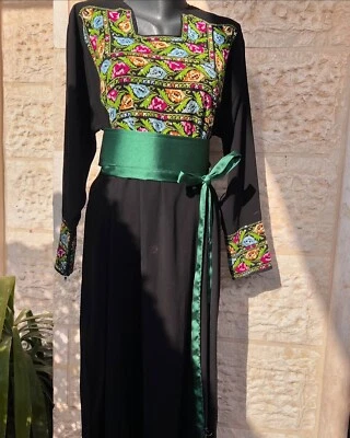 Vestido de noiva vintage palestino feito à mão pontos tecido bordado Thoub - Imagem 1 de 4