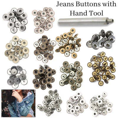 Jeans Tack Knöpfe Verbindungen Messing Mit Hand-Werkzeug Nieten für Pult Hose - Bild 1 von 4