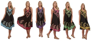 Damen Sommer Stickerei lose Passform ärmelloses Oberteil Krawatte gefärbt Umstandskleid - Bild 1 von 7