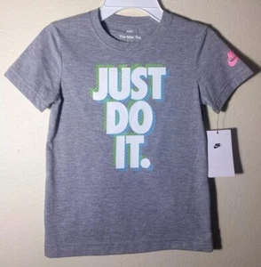 NIKE Girls “Just Do It” Gray Short Sleeve T-Shirt - Size 6 - Picture 1 of 3