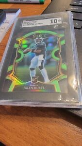 2020 Panini Select Jalen Hurts Die-Cut Neon Green #50 SGC 10 RC Rookie Eagles
