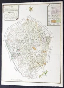 1782 G F Frentzel Large Rare Antique Map of Lubsza Forest Brzeg, Opole SW Poland - Picture 1 of 4