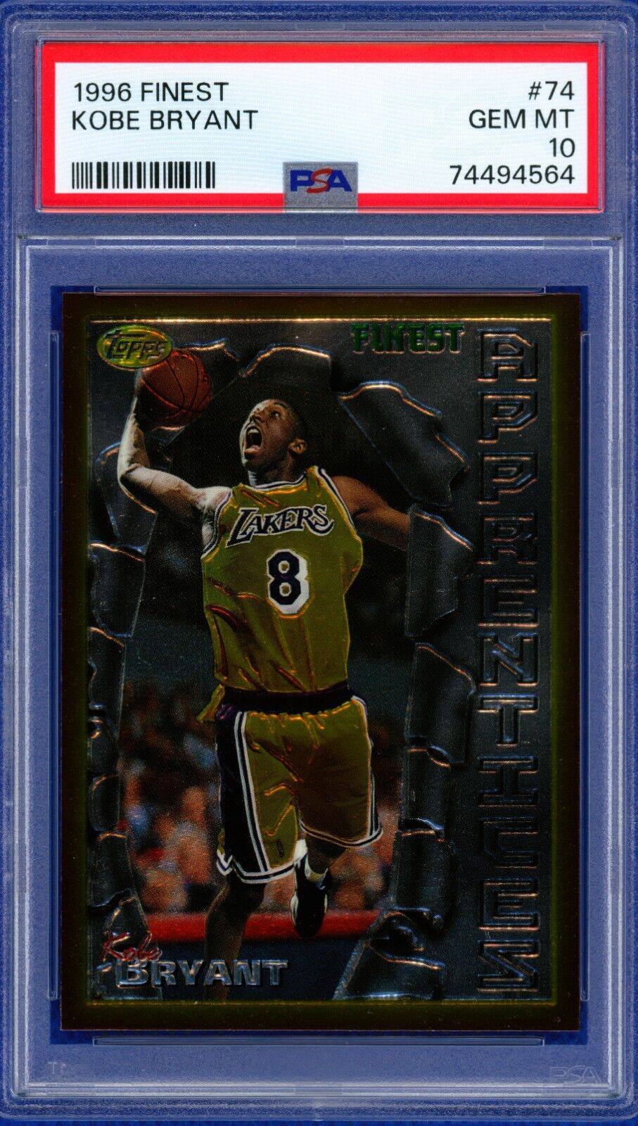 1996-97 TOPPS FINEST #74 KOBE BRYANT LOS ANGELES LAKERS ROOKIE RC GEM MINT 💎