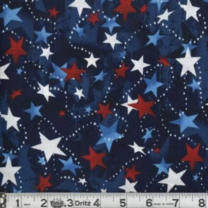 Champion Red White & Blue String of Stars 100% Cotton Fabric - PICK SIZE - Picture 1 of 1