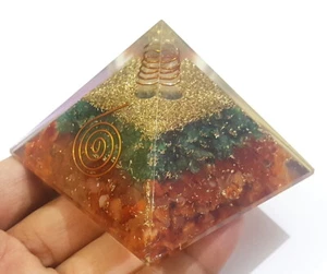 Cornalina y Jade Verde Orgón Pirámide Reiki Protección EMF Sanación Meditación - Imagen 1 de 10