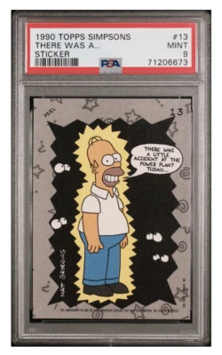 1990 Topps Simpsons Sticker #13 Homer There Was A Little Accident Mint PSA 9 - Image 1 of 4