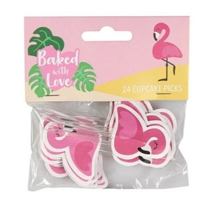 Cake Toppers Flamingo PICS Cupcake PICKS birthday party Boy Girl Decor 24 - Picture 1 of 12