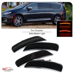 Amber&Red LED Side Marker Lights/Lamp Smoke Lens for 2017-2022 Chrysler Pacifica - Picture 1 of 13