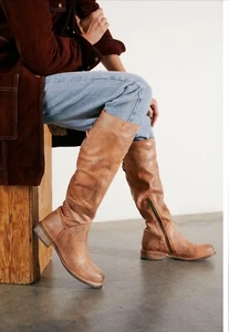 💕New Bed Stu Manchester Tall Boots US 7.5 EU 38 Distressed Taupe $345💕 - Picture 1 of 3