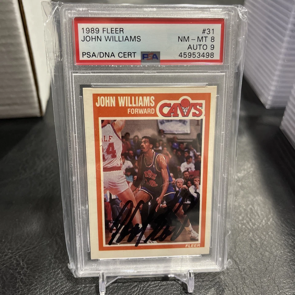 Fleer #31 1989 John “Hot Rod” Williams PSA 8/Autógrafo 9 Pop 1 Cleveland Cavs Foto 1 de 3