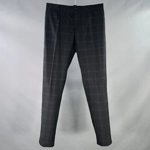 DOLCE & GABBANA Size 32 Black Window Pane Wool Blend Tapered Zip Fly Dress Pants - Picture 1 of 4