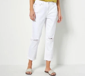 Candace Cameron Bure Pacific Denim Boyfriend Jeans - White Size Petite 00 *NEW* - Picture 1 of 3