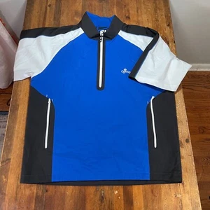 FootJoy Jacket Mens Large Blue Black White Pullover 1/4 Zip Rain Wind Oglebay - Picture 1 of 15