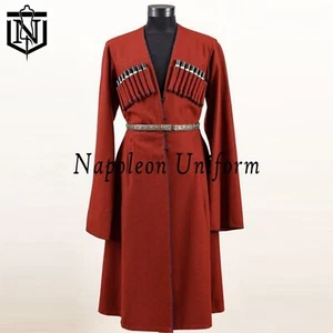Newly Red Costume National Georgian Chokha Cherkeska Dance Coat Quick Shipping - Picture 1 of 3