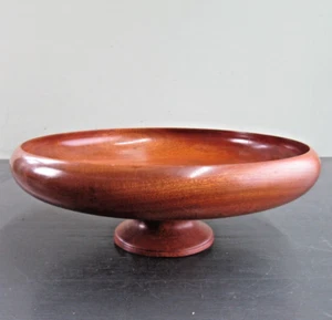 Antiguo centro de mesa de pedestal de caoba torneado plato de pago frutero - Imagen 1 de 7