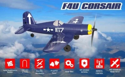 RTF Volantex RC Airplane F4U Corsair Fun-Fighter 4ch 15.7" Plane Lipo Charger - Image 1 of 4
