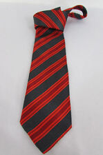Bernini Beverly Hills Men Red Gray Stripes Silk Classic Dressy Suit Neck Tie