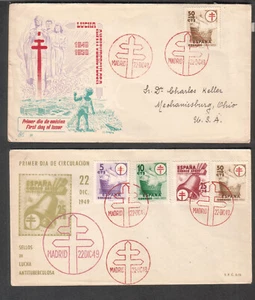 Spain two 1949 cachet FDC first day covers antituberculosa stamps - Picture 1 of 2