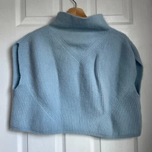 Anthropologie The Enza Oversized Ribbed Cashmere Sweater Vest light blue size LP - Picture 1 of 7