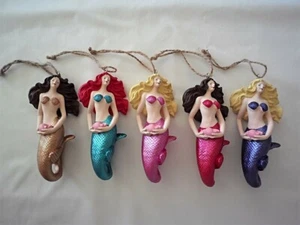 Mermaid Resin Ornament Hand Painted Choose Your Color - Bild 1 von 9
