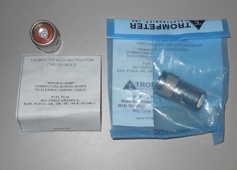 TROMPETER 14949 WRENCH CRIMP PL93 PL94 CONNECTOR COAXIAL CABLE - Image 1 of 1