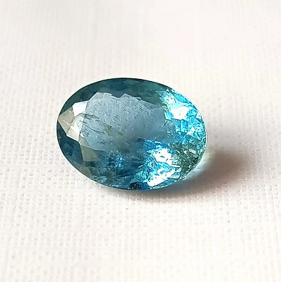 3.80 CTS Natural Aquamarine Santa Maria Faceted Oval Shape Gemstone 12.5X9.3 mm - Image 1 of 4