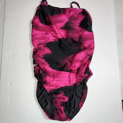 Speedo Powerflex Eco Hydro Amp Flyback One Price Swimsuit 34/8 Pink Black - Image 1 of 4