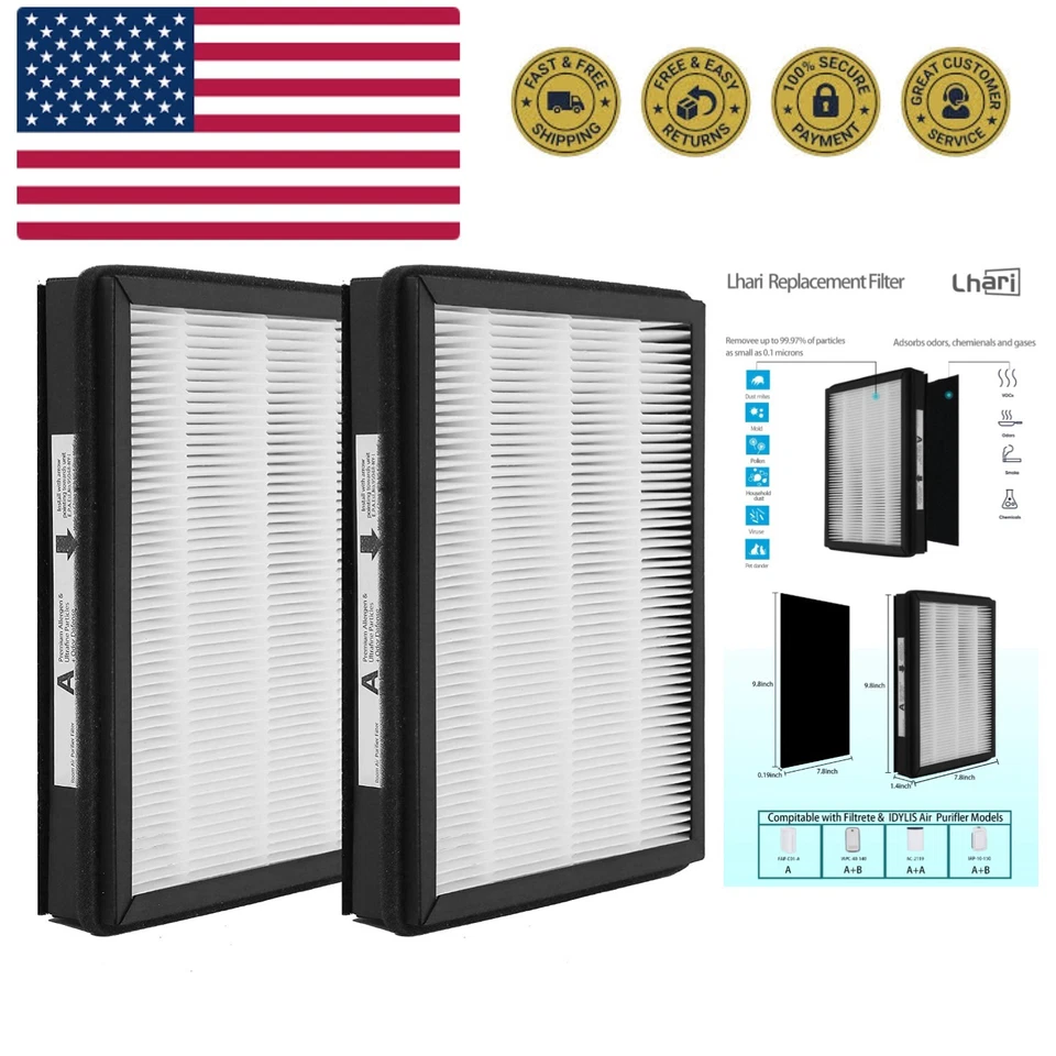 2 Pack Replacement HEPA Filters Size a Compatible With Filtrete and Idylis Lhari
