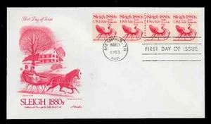 1900 5.2c SLEIGH, PLATE #1, STRIP OF 4 - ARTMASTER - Picture 1 of 2