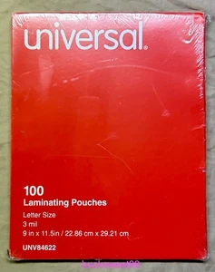 Universal 84622 Clear Laminating Pouches, 3 mil, 9" x 11 1/2" - 100 POUCHES - Foto 1 di 2