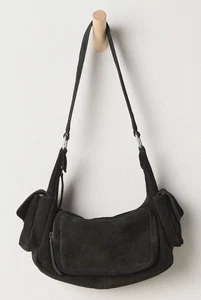 NEU FREE PEOPLE SCHWARZ SIRENE WILDLEDER SCHULTERTASCHE HANDTASCHE - Bild 1 von 11