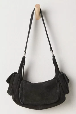 NEW FREE PEOPLE BLACK SIREN SUEDE SHOULDER BAG PURSE - Image 1 of 4