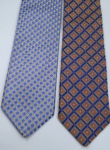 Posten von zwei Ike Behar New York Krawatten Krawatten handgefertigt in USA Blau Gold NEU - Bild 1 von 5