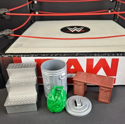 WWE Raw Wrestling Ring Springboard Mat 4 Figures Referee Accessories Mattel 2010 - Image 1 of 4