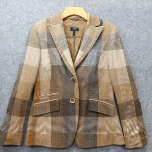 Piacenza Kaschmir Patchwork Karo Blazer Damen 38 hellbraun S 6 Samt schmal BASLER - Bild 1 von 16