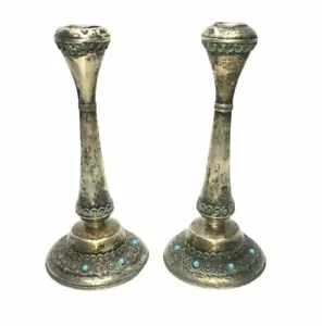 Vintage Sterling Silver Candlestick Holders Made in Israel 7" - Picture 1 of 9