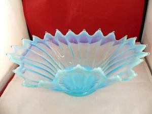 FOSTORIA HEIRLOOM BOWL, OBLONG BLUE OPALESCENT - Picture 1 of 9