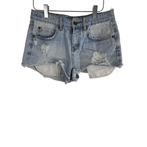 Billabong Memory Lane Shorts 25 Womens Light Wash Distressed Raw Hem Bottoms - Picture 1 of 5