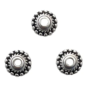 50 Bead Caps Antiqued Tibetan Silver 8x3mm Beaded Dome Round Cupped Spacer Beads - Picture 1 of 2