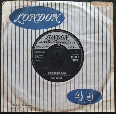 PAT BOONE - The Exodus Song/There's a Moon Out Tonight - London - HLD 9299 - VG+ - Image 1 of 2